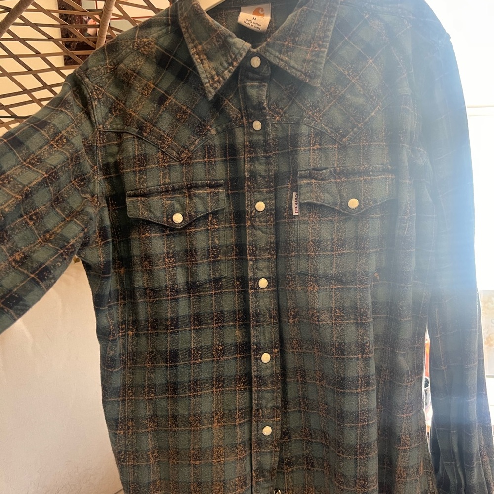 Carhartt Plaid Button-Up Shirt - Green and Brown